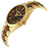 Michael Kors Slim Runway Tortoise Shell Dial Two Tone Steel Strap Watch for Women - MK4284