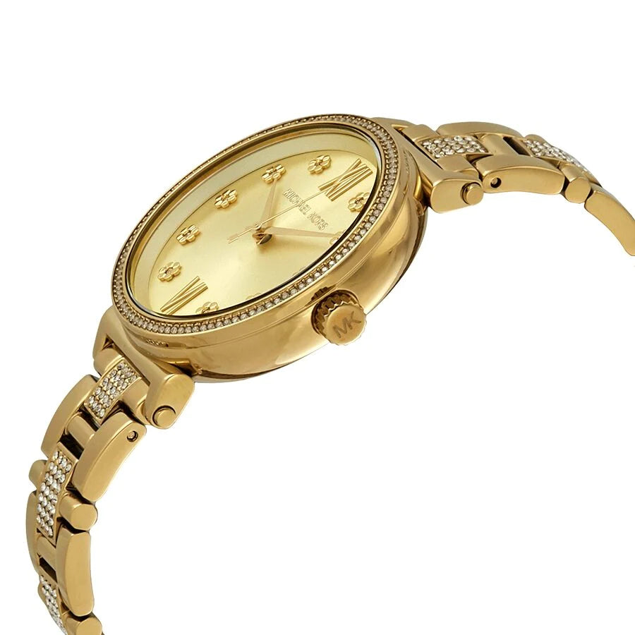 Michael Kors Sofie Quartz Gold Dial Gold Steel Strap Watch For Women - MK3881