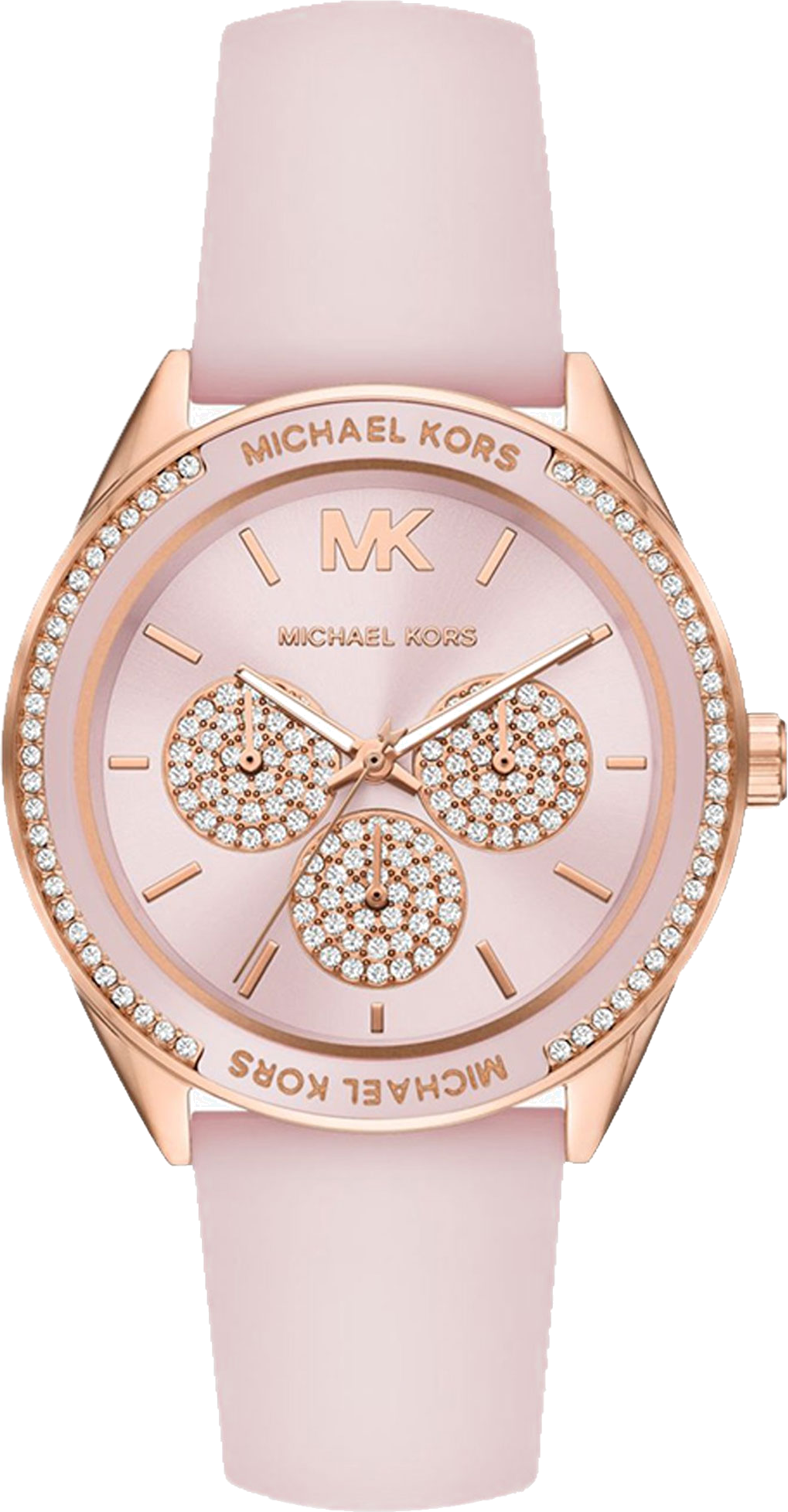 Michael Kors Quartz Pink Dial Pink Silicone Strap Watch For Women - MK6946