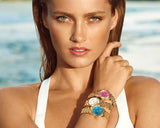 Michael Kors Lexington Quartz Blue Dial Gold Steel Strap Watch For Women - MK3271