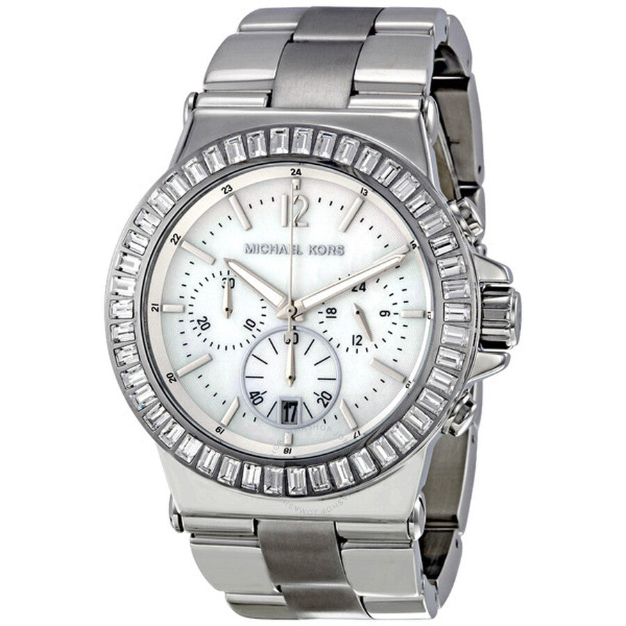 Michael Kors Dylan Glitz Chronograph White Dial Silver Steel Strap Watch For Women - MK5411