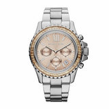 Michael Kors Everest Chronograph Gold Dial Silver Steel Strap Watch For Women - MK5870