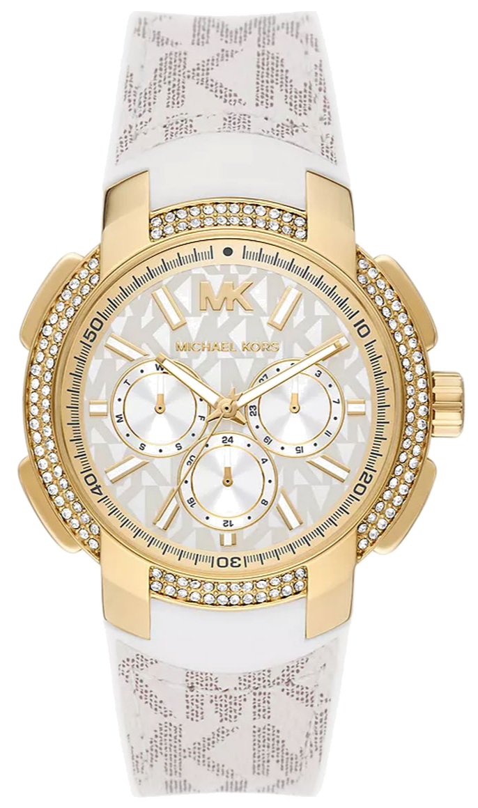 Michael Kors Sydney Quartz White Dial White Leather Strap Watch For Women - MK7221