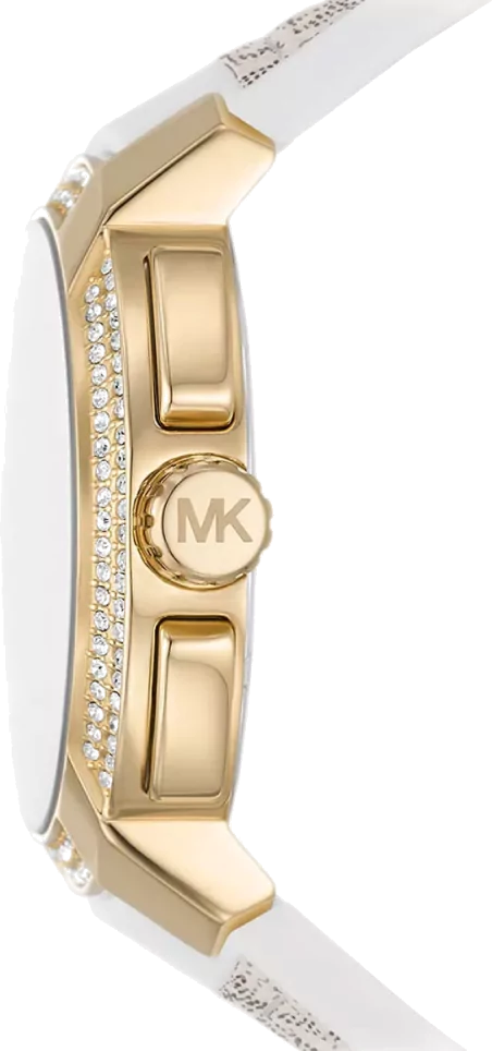 Michael Kors Sydney Quartz White Dial White Leather Strap Watch For Women - MK7221
