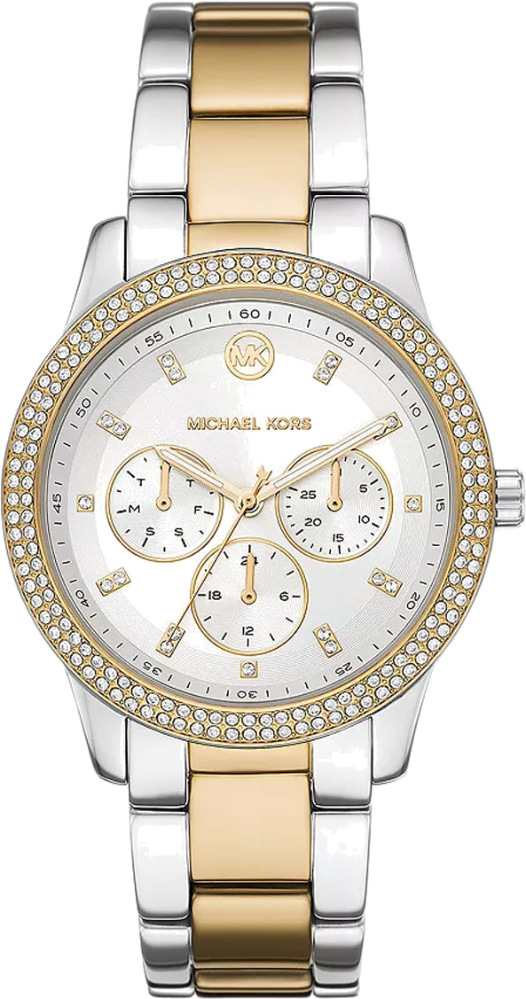 Michael Kors Tibby Multifunction White Dial Two Tone Steel Strap Watch For Women - MK6825