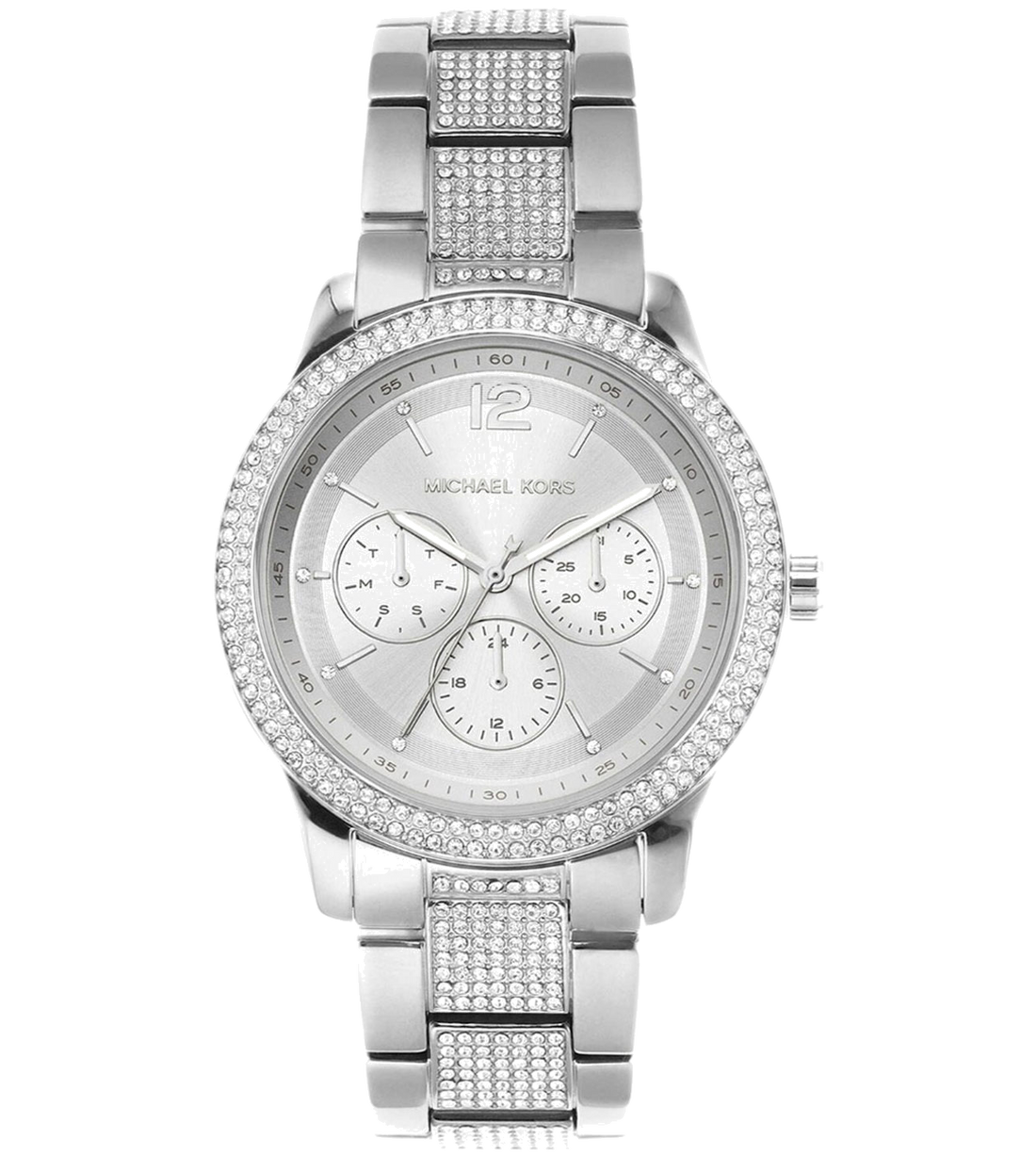 Michael Kors Tibby Chronograph Silver Dial Silver Steel Strap Watch For Women - MK7294