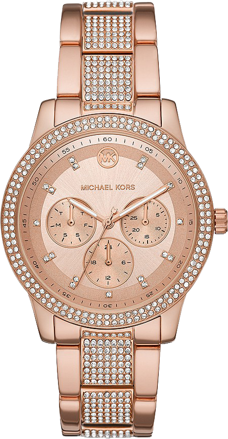 Michael Kors Tibby Chronograph Crystals Rose Gold Dial Rose Gold Steel Strap Watch For Women - MK6826