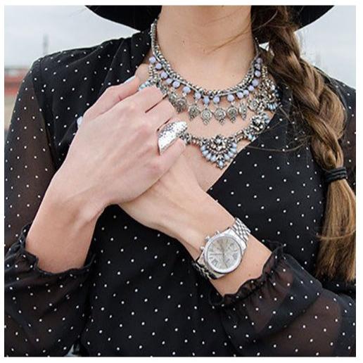 Michael Kors Lexington Silver Dial Silver Steel Strap Watch for Women - MK5555