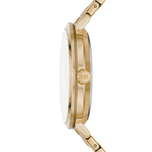 Michael Kors Addyson Three-Hand White Dial Gold Steel Strap Watch for Women - MK4712