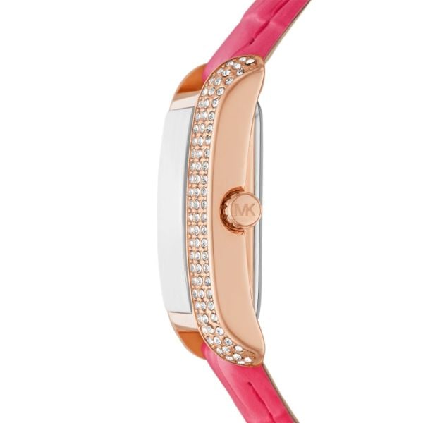Michael Kors Emery Quartz Diamonds Rose Gold Dial Pink Leather Strap Watch For Women - MK2984