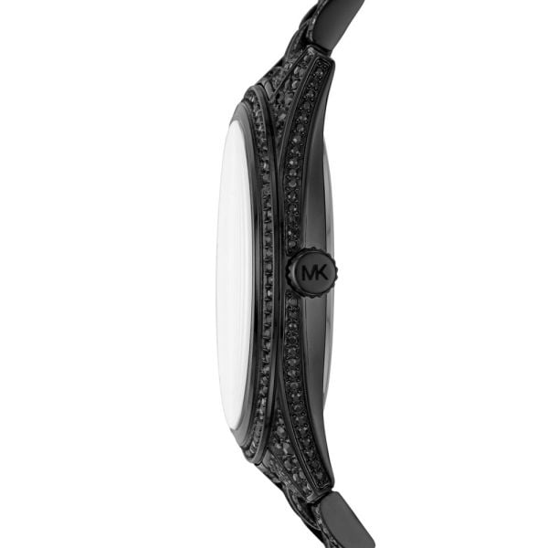 Michael Kors Lauryn Analog Crystals Black Dial Black Steel Strap Watch For Women - MK3980