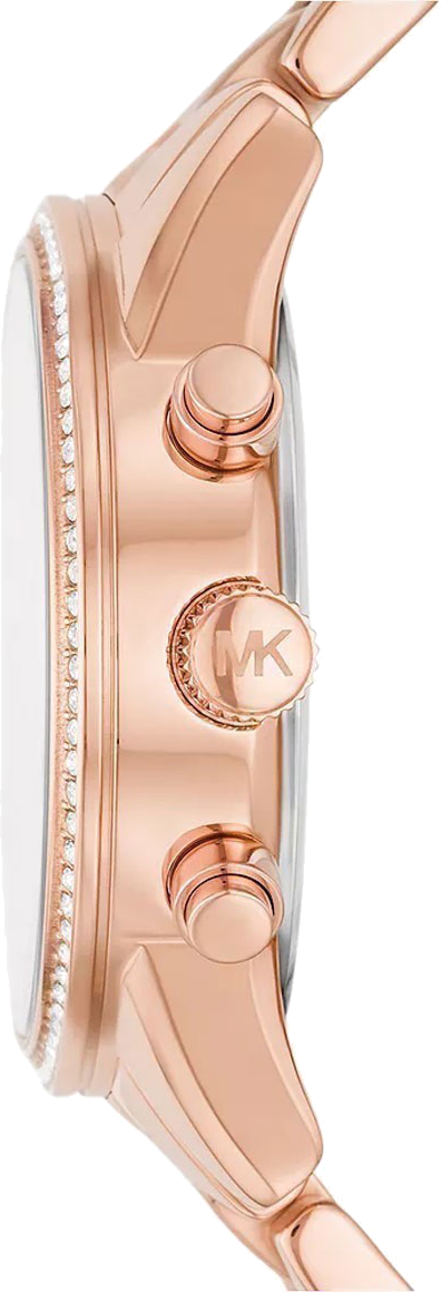 Michael Kors Ritz Chronograph Rose Gold Dial Rose Gold Steel Strap Watch For Women - MK7302
