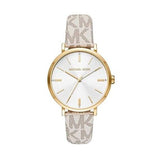 Michael Kors Pyper Analog Silver Dial White Leather Strap Watch for Women - MK2946