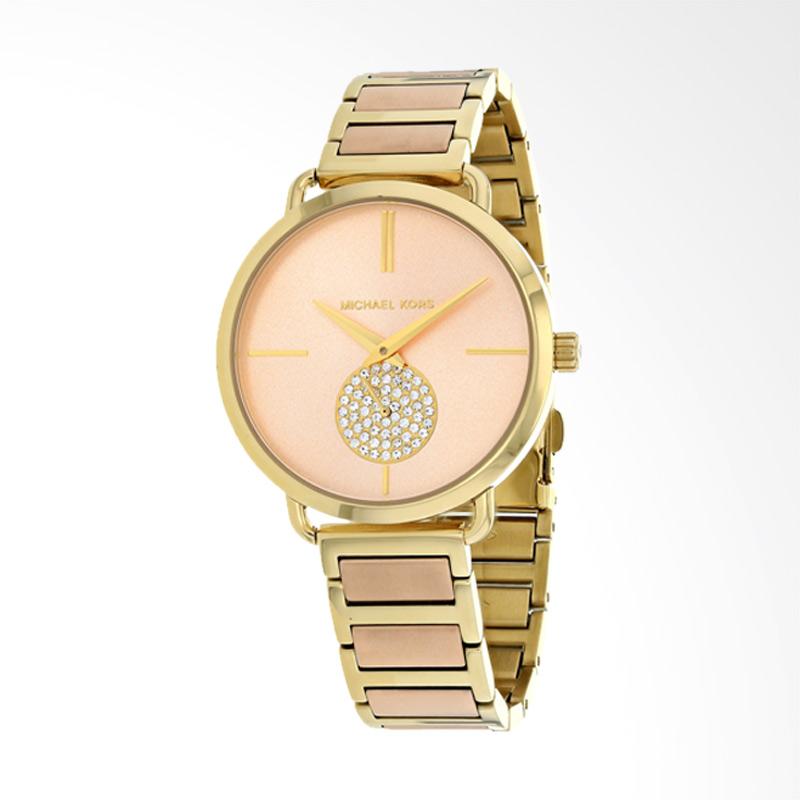 Michael Kors Portia Rose Gold Dial Two Tone Steel Strap Watch for Women - MK3706