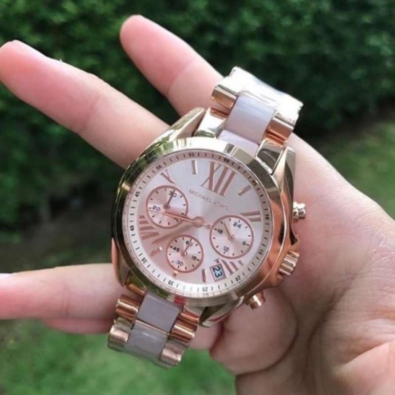 Michael Kors Bradshaw Rose Gold Dial Two Tone Steel Strap Watch for Women - MK6066