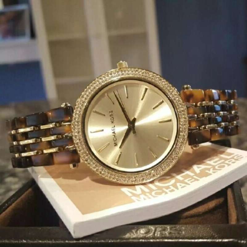 Michael Kors Darci Gold Dial Brown Two Tone Steel Strap Watch for Women - MK4326