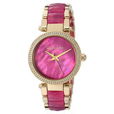 Michael Kors Parker Pink Mother of Pearl Dial Two Tone Steel Strap Watch for Women - MK6490