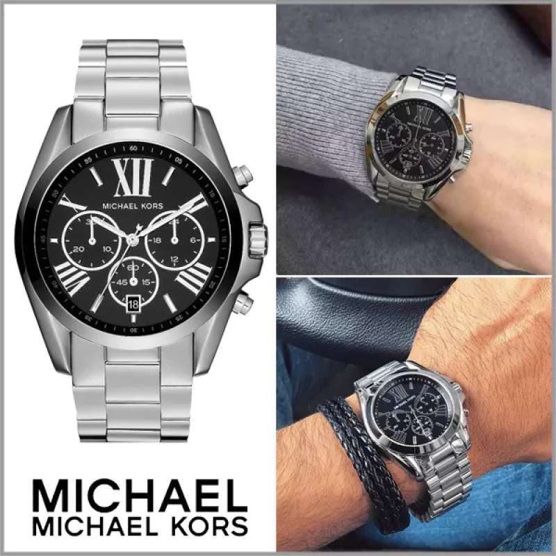 Michael Kors Bradshaw Black Dial Silver Steel Strap Watch for Men - MK5705