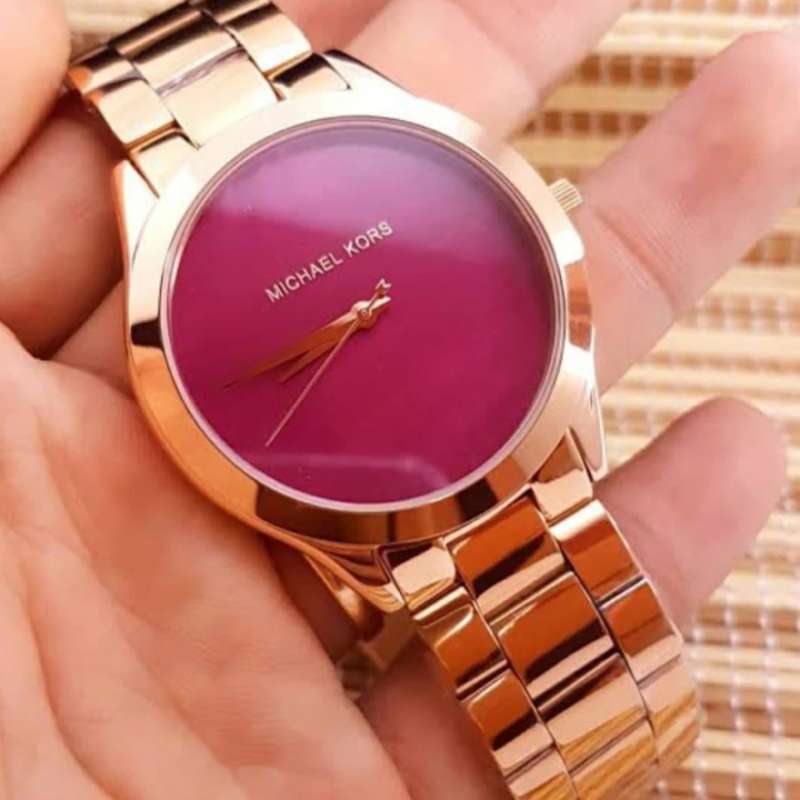 Michael Kors Runway Pink Dial Rose Gold Steel Strap Watch for Women - MK3550