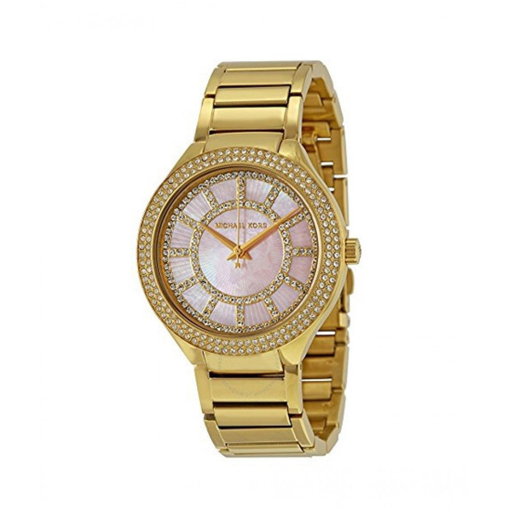 Michael Kors Kerry Mother of Pearl Dial Gold Steel Strap Watch for Women - MK3396