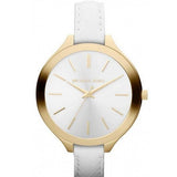 Michael Kors Slim Runway White Dial White Leather Strap Watch For Women - MK2273