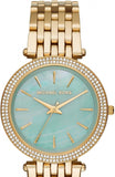 Michael Kors Darci Analog Mother of Pearl Green Dial Gold Steel Strap Watch For Women - MK3498