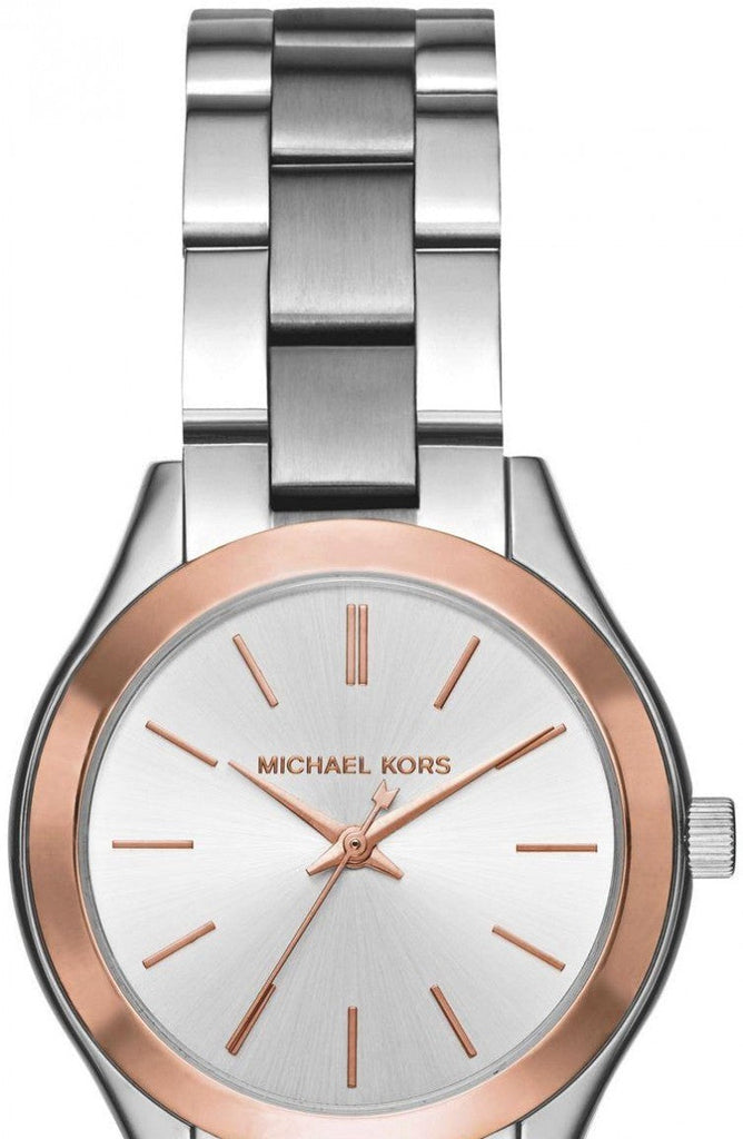 Michael Kors Mini Slim Runway Silver Dial Silver Steel Strap Watch for Women - MK3514