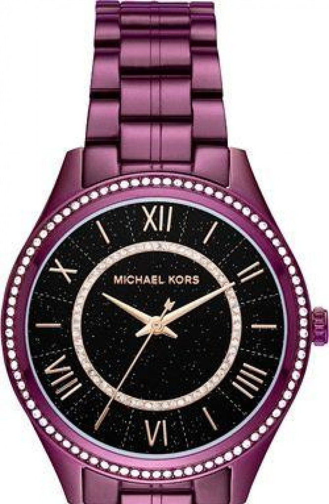 Michael Kors Lauryn Black Dial Purple Steel Strap Watch for Women - MK3724