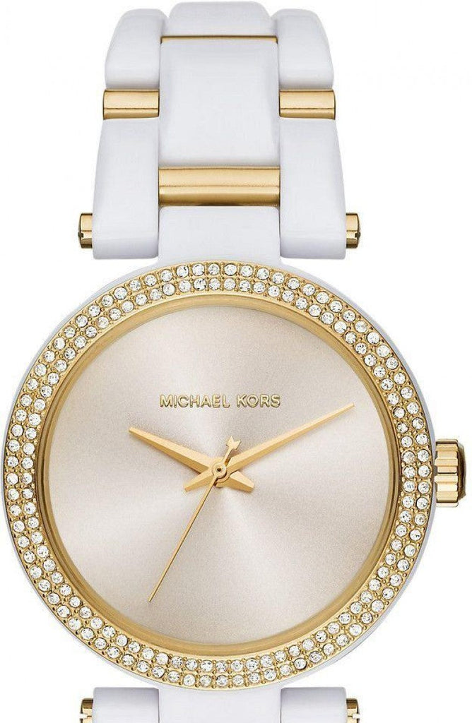Michael Kors Delray Rose Gold Dial White Steel Strap Watch for Women - MK4315