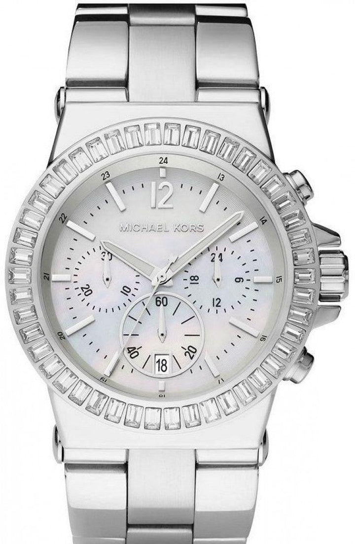 Michael Kors Dylan Glitz Chronograph White Dial Silver Steel Strap Watch For Women - MK5411