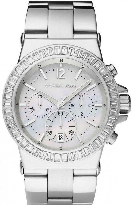Michael Kors Dylan Glitz Chronograph White Dial Silver Steel Strap Watch For Women - MK5411