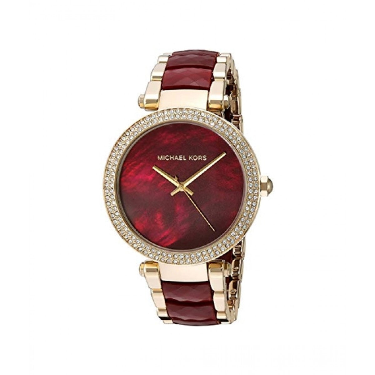 Michael Kors Parker Mother of Pearl Red Dial Two Tone Steel Strap Watch for Women - MK6427