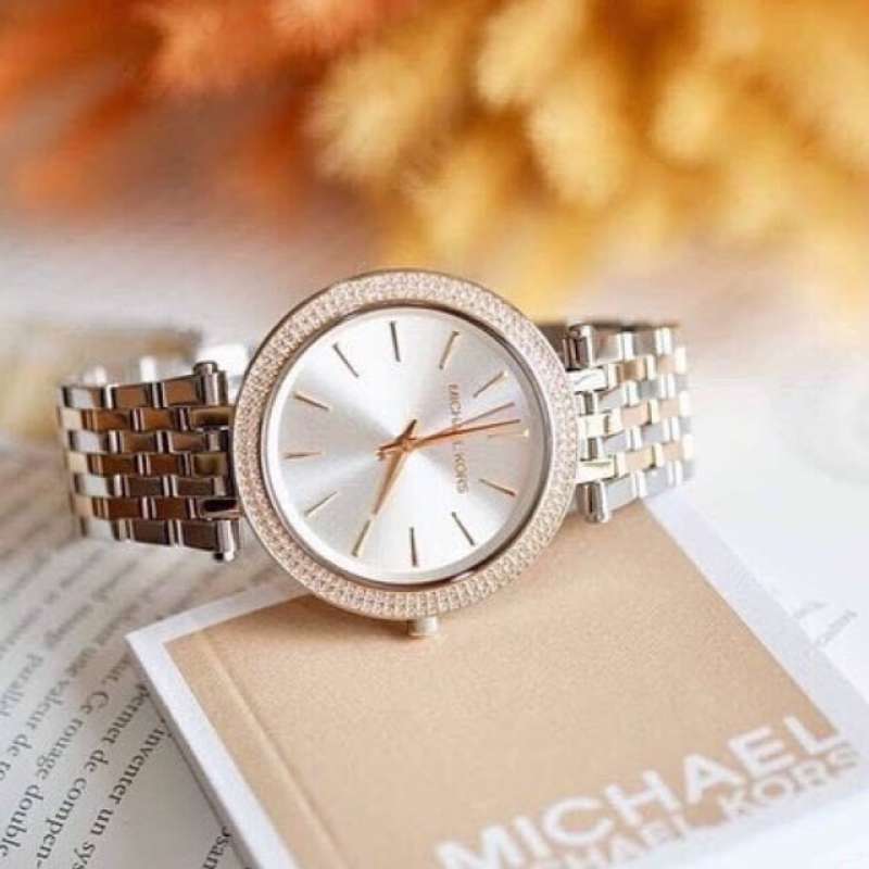 Michael Kors Darci Silver Dial Two Tone Stainless Steel Strap Watch for Women - MK3215