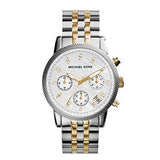 Michael Kors Ritz Chronograph White Dial Two Tone Steel Strap Watch for Women - MK5057