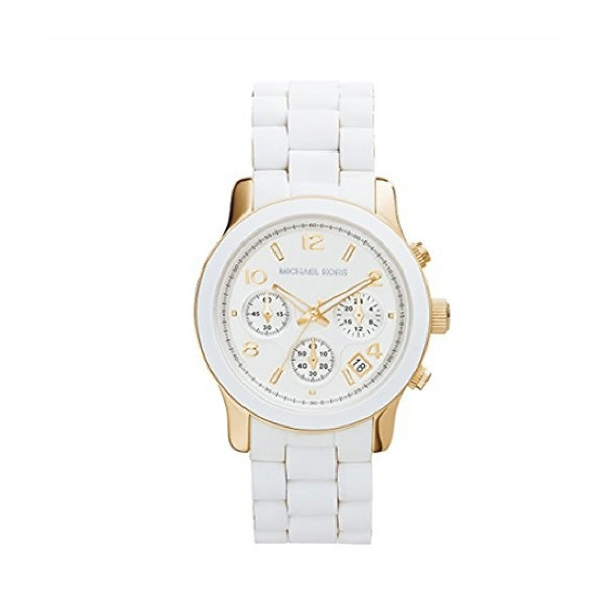 Michael Kors Runway Chronograph White Dial White Steel Strap Watch for Women - MK5145
