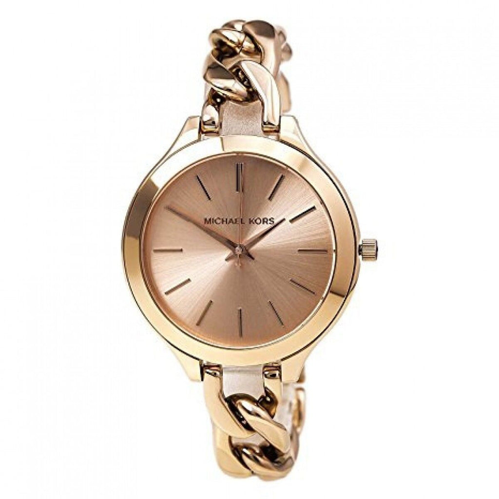 Michael Kors Slim Runway Rose Gold Dial Rose Gold Steel Strap Watch for Women - MK3223