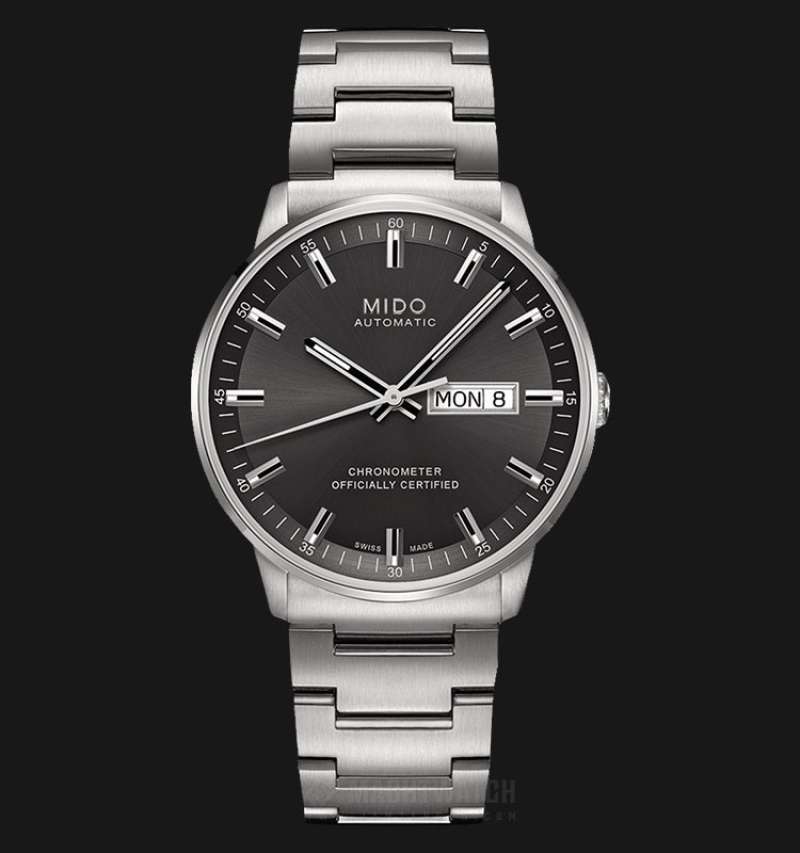 Mido Commander II Automatic Chronometer Grey Dial Silver Steel Strap Watch For Men - M021.431.11.061.00