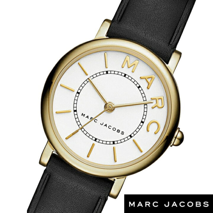 Marc Jacobs Roxy White Dial Black Leather Strap Watch for Women - MJ1537