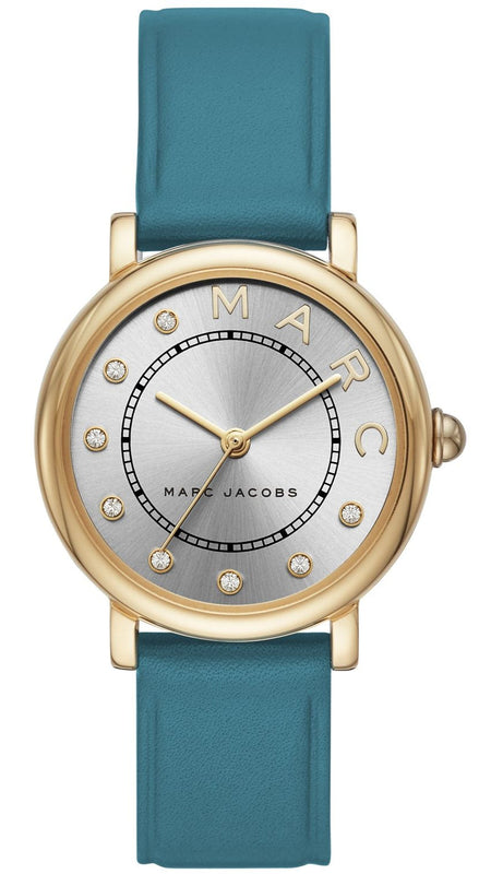 Marc Jacobs Roxy Silver Dial Green Leather Strap Watch for Women - MJ1633