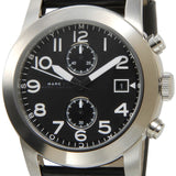 Marc Jacobs Larry Chronograph Black Dial Black Leather Strap Watch for Men - MBM5033