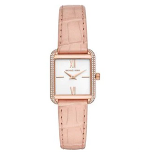 Michael Kors Lake Quartz White Dial Pink Leather Strap Watch For Women - MK2763