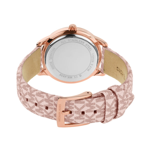 Michael Kors Tibby Silver Dial Pink Leather Strap Watch for Women - MK1050