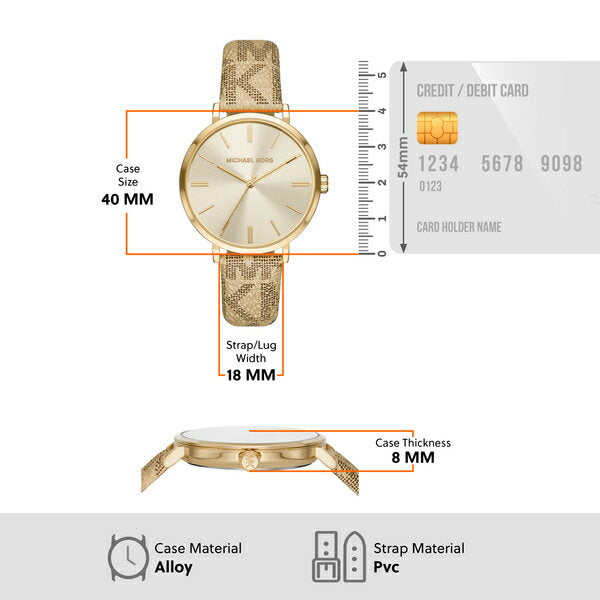 Michael Kors Addyson Quartz Gold Dial Gold Leather Strap Watch for Women - MK2952