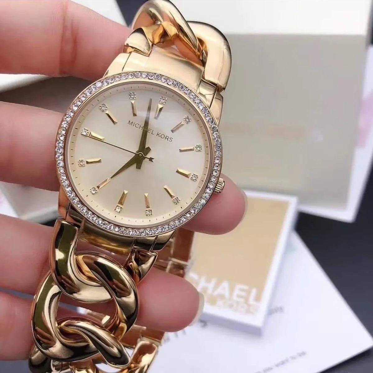 Michael Kors Nini Quartz Crystals Rose Gold Dial Rose Go Watch For Women - MK3236