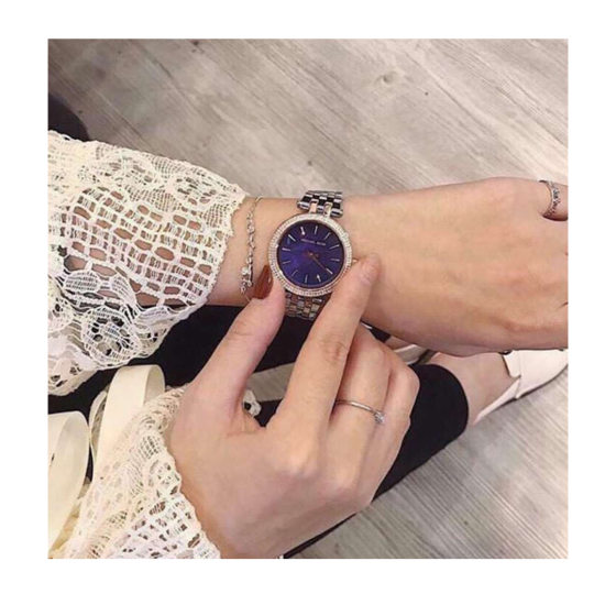 Michael Kors Darci Purple Dial Two Tone Steel Strap Watch for Women - MK3353