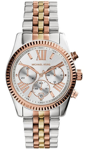 Michael Kors Lexington Chronograph Silver Dial Two Tone Steel Strap Watch for Women - MK5735