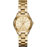 Michael Kors Mini Runway Slim Gold Dial Gold Steel Strap Watch for Women - MK3512