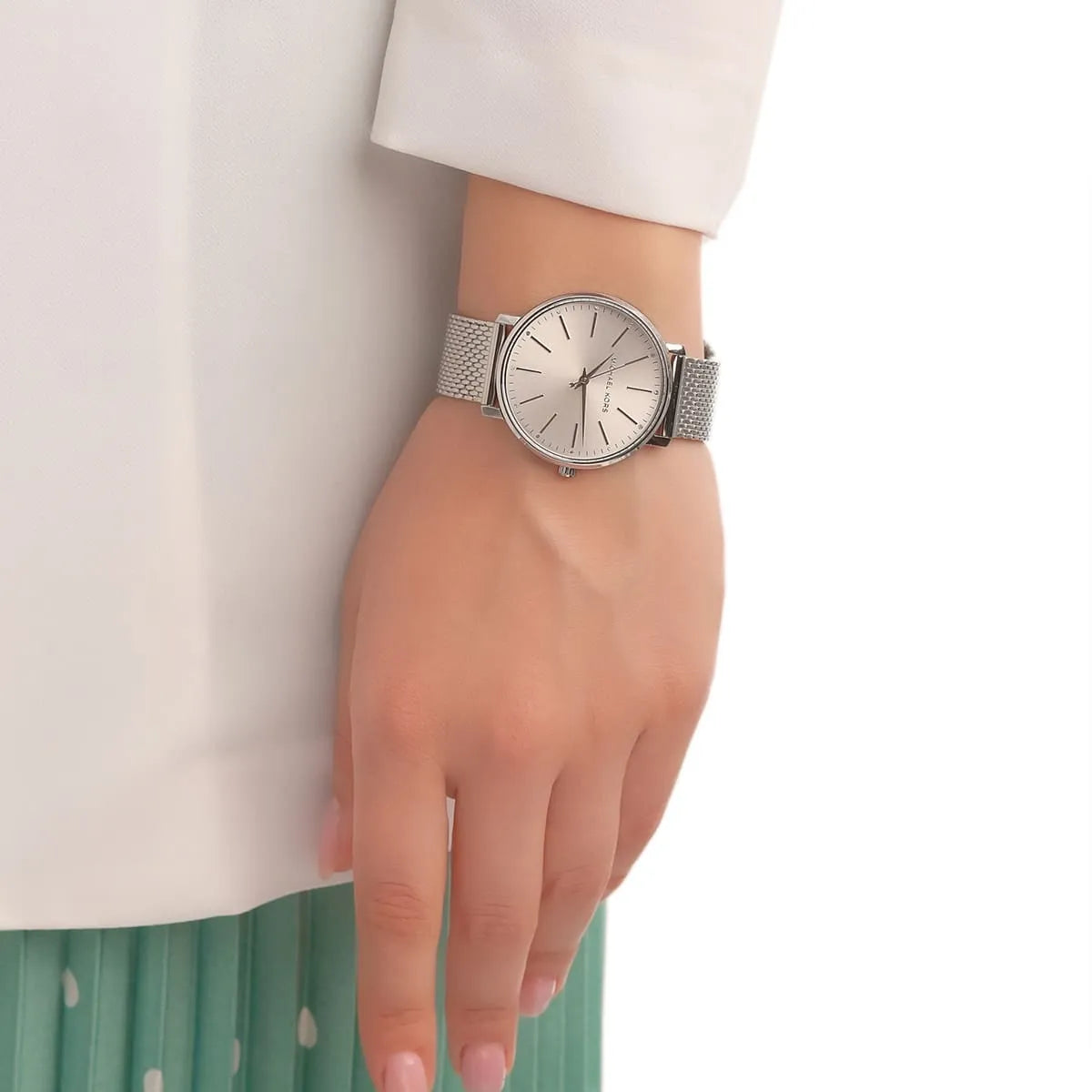 Michael Kors Pyper Quartz White Dial Silver Mesh Strap Watch for Women - MK4338