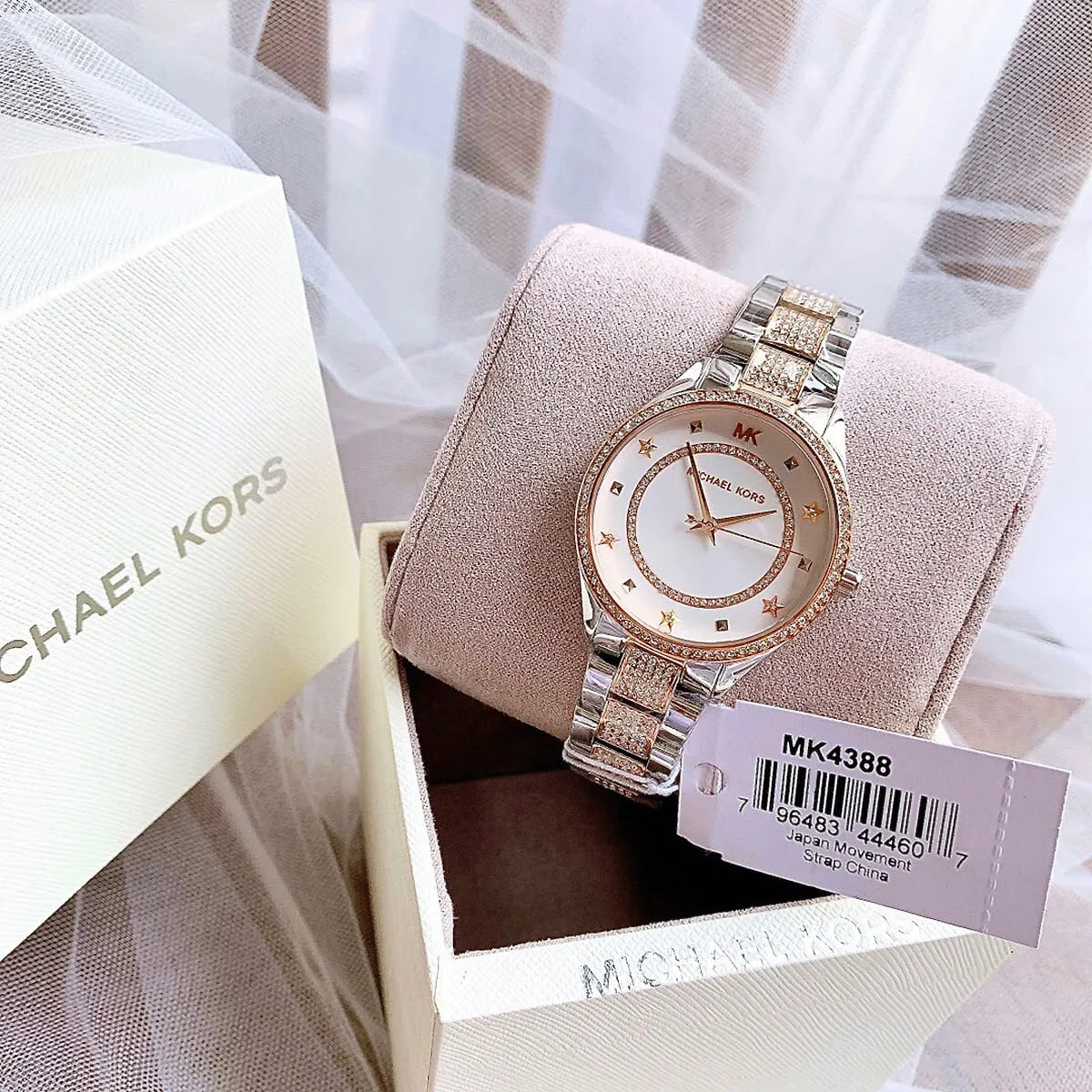 Michael Kors Lauryn Quartz White Dial Two Tone Steel Strap Watch For Women - MK4388