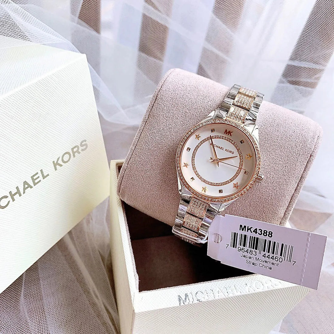 Michael Kors Lauryn Quartz White Dial Two Tone Steel Strap Watch For Women - MK4388